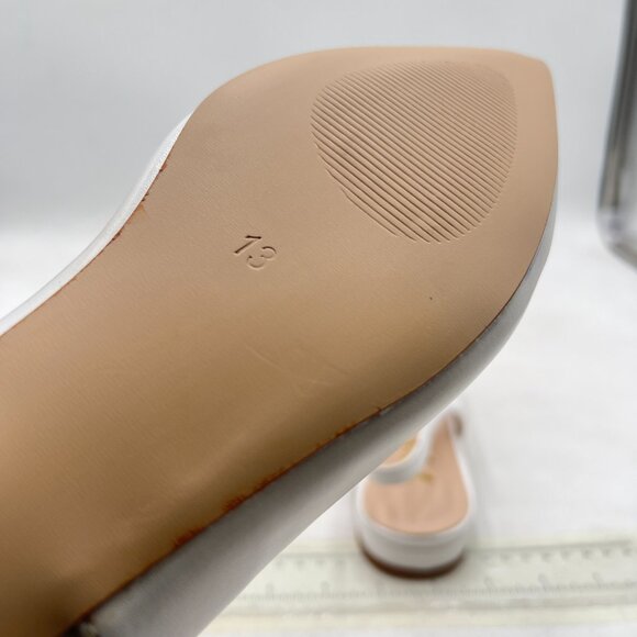 FYS White Pointed Toe Slip on Pumps Flat Heel Backless Slingbacks Office Shoes - Picture 6 of 8